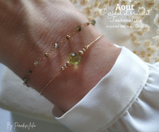Bracelet Pierre de Naissance du mois d'aout-Pierre naturelle or gold filled